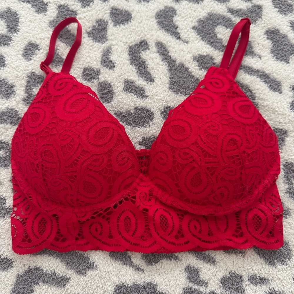 PINK Victoria's Secret Red Lace Bra with Adjustable Straps